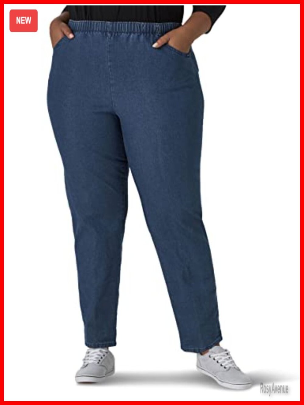 Plus Size Pull-On Pants Stretch Tapered Leg Casual Jeans